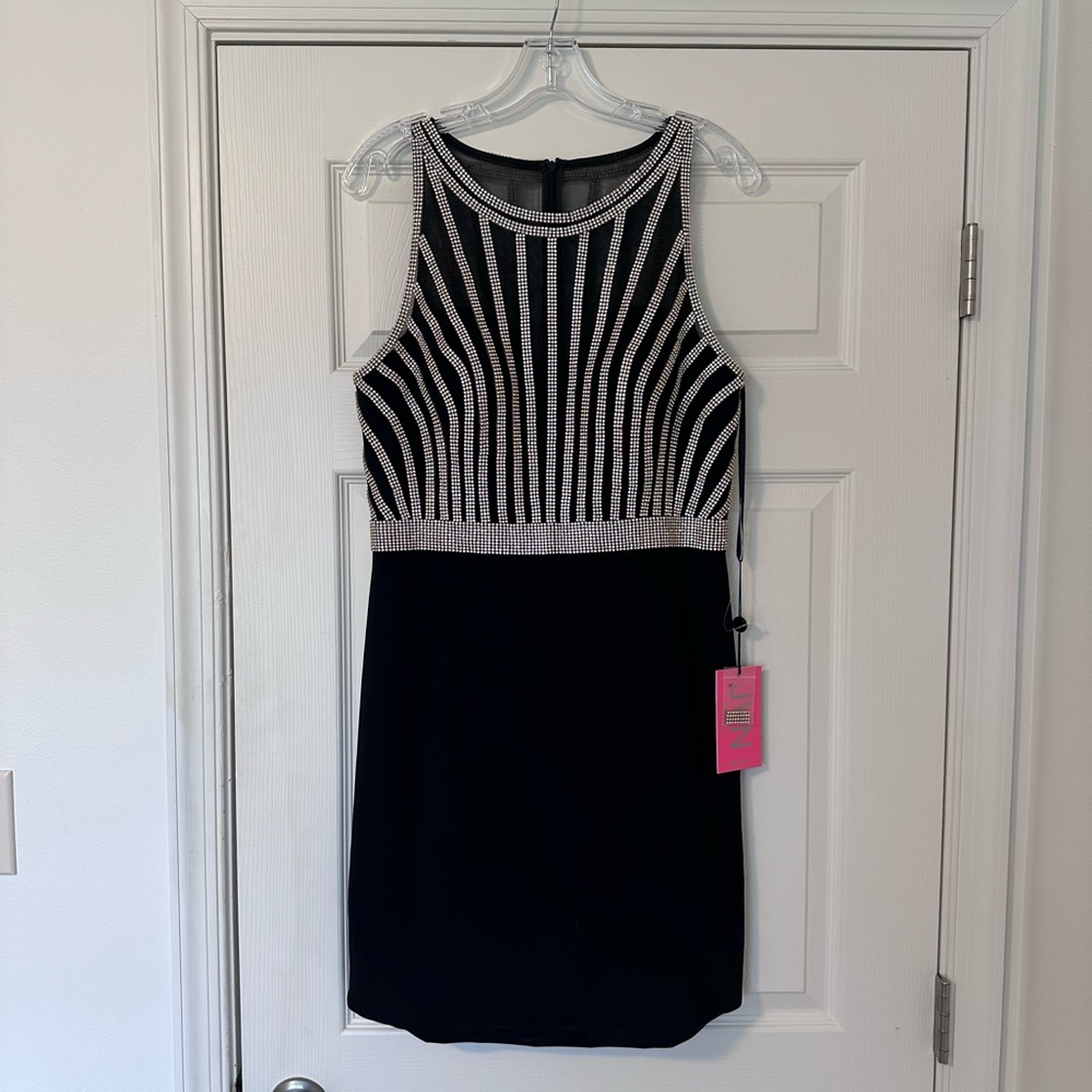 Jovani Black Gold Embellished Mini Dress NWT Size 10
